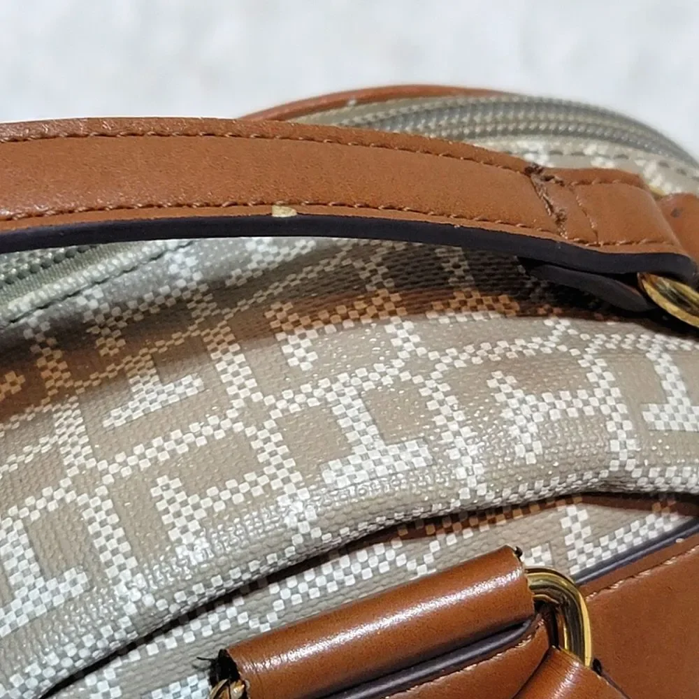 Tommy Hilfiger Tan Printed Noe Beige Bucket Faux Leather Bag Mini Backpack